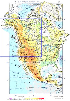 Physique carte de Amerique du Nord