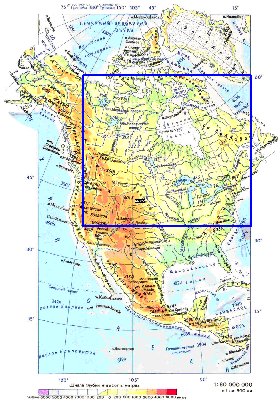 Fisica mapa de America do Norte