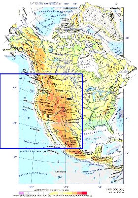 Physique carte de Amerique du Nord