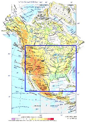 Fisica mapa de America do Norte