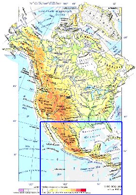 Fisica mapa de America do Norte