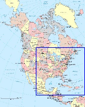 mapa de America do Norte