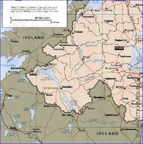 Administratives carte de Irlande du Nord