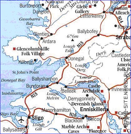 carte de des routes Irlande du Nord