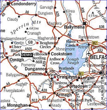 mapa de de estradas Irlanda do Norte