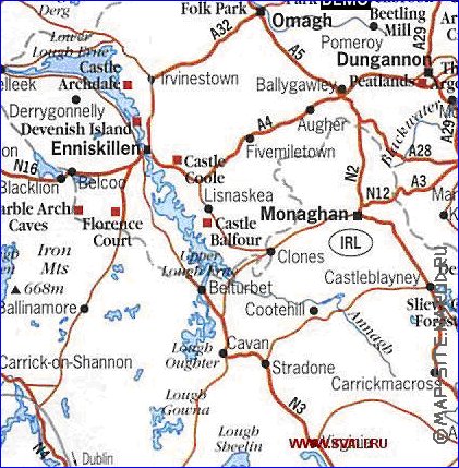 carte de des routes Irlande du Nord
