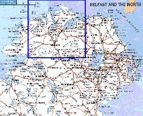 carte de des routes Irlande du Nord