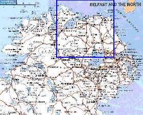 mapa de de estradas Irlanda do Norte