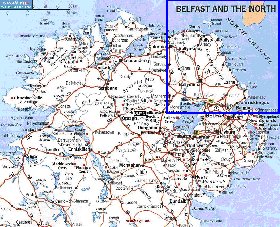 mapa de de estradas Irlanda do Norte