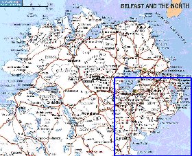 mapa de de estradas Irlanda do Norte