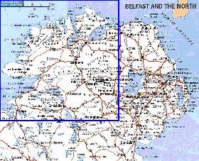 carte de des routes Irlande du Nord