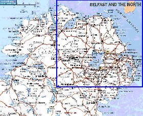 carte de des routes Irlande du Nord