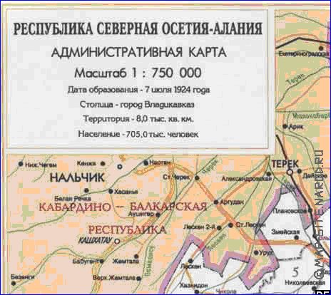 carte de Ossetie-du-Nord-Alanie