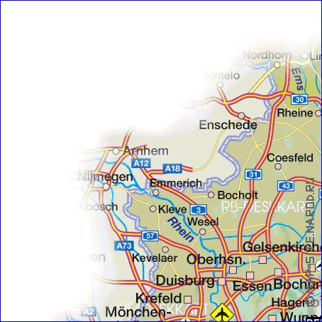 carte de Rhenanie-du-Nord-Westphalie