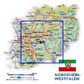 mapa de Renania do Norte-Vestfalia