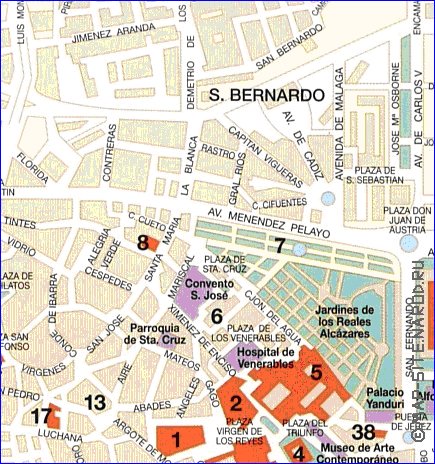mapa de Sevilha em espanhol