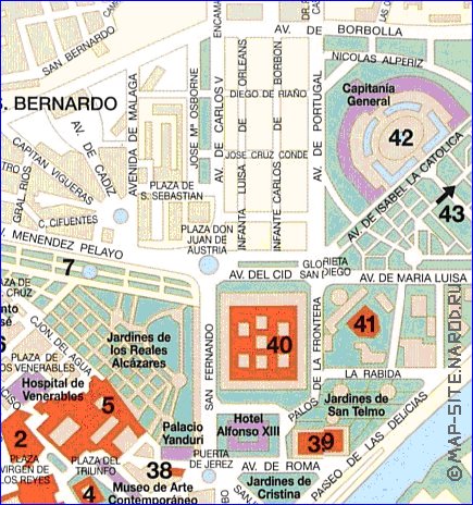 carte de Seville en espagnol