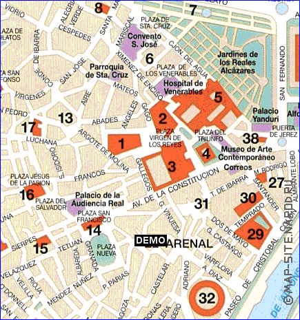 carte de Seville en espagnol