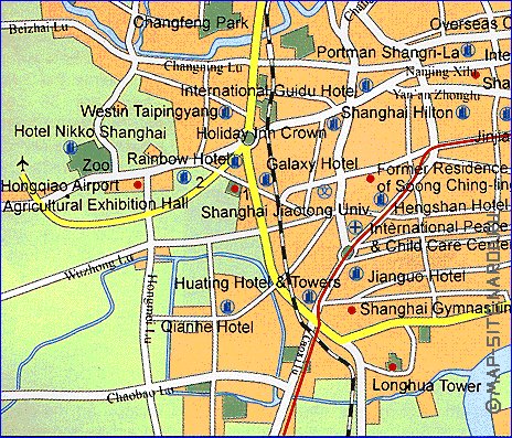mapa de Xangai em ingles