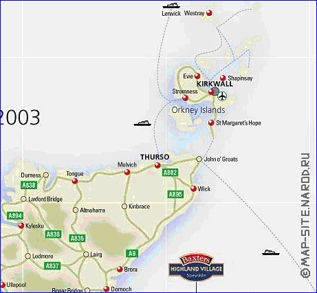 carte de des routes Ecosse en anglais