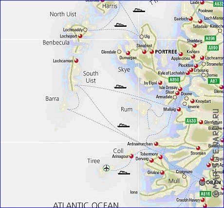 carte de des routes Ecosse en anglais