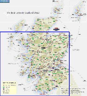 mapa de de estradas Escocia em ingles