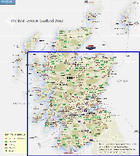 mapa de de estradas Escocia em ingles