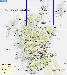 mapa de de estradas Escocia em ingles