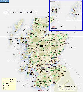 mapa de de estradas Escocia em ingles