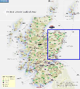 mapa de de estradas Escocia em ingles