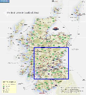 mapa de de estradas Escocia em ingles