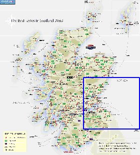 mapa de de estradas Escocia em ingles