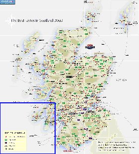 mapa de de estradas Escocia em ingles