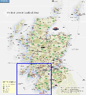 mapa de de estradas Escocia em ingles