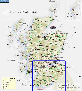 mapa de de estradas Escocia em ingles