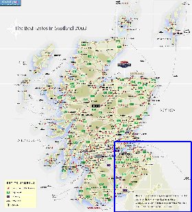 mapa de de estradas Escocia em ingles