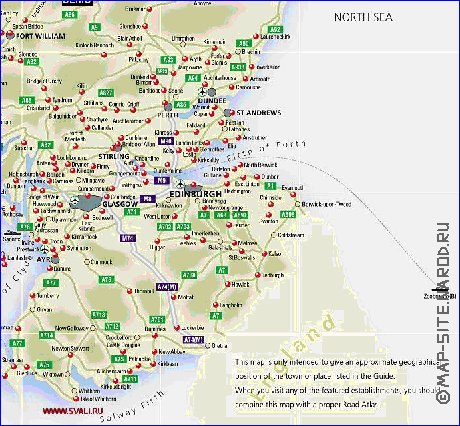 mapa de de estradas Escocia em ingles