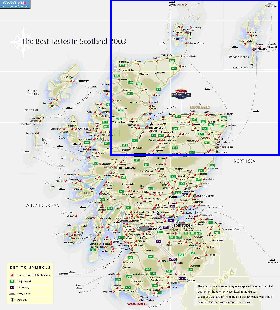 mapa de de estradas Escocia em ingles