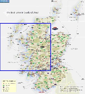 mapa de de estradas Escocia em ingles