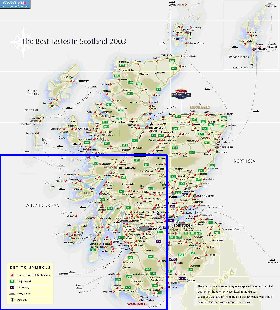 mapa de de estradas Escocia em ingles