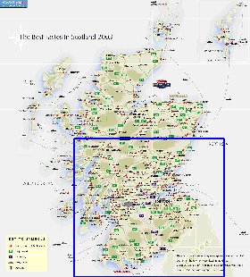 mapa de de estradas Escocia em ingles