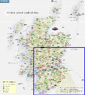 mapa de de estradas Escocia em ingles