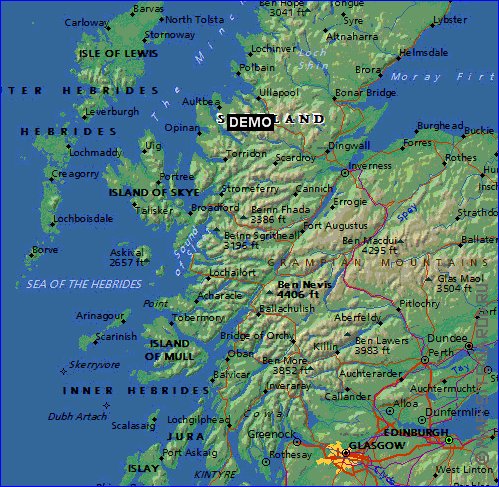 mapa de Escocia em ingles