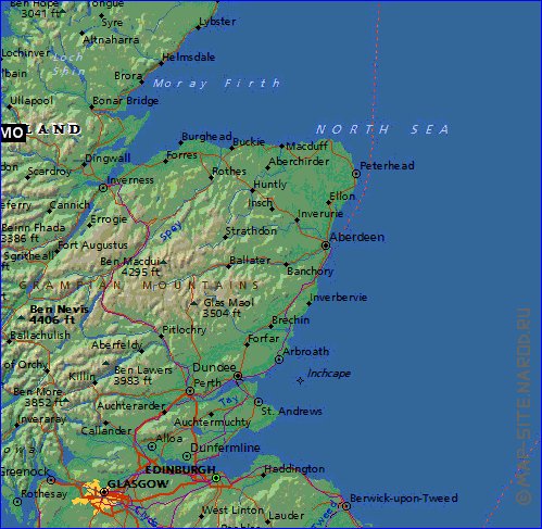 mapa de Escocia em ingles