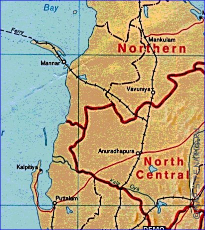 Administratives carte de Sri Lanka en anglais