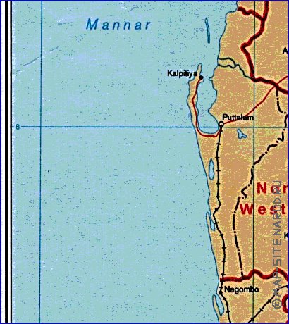 Administrativa mapa de Sri Lanka em ingles