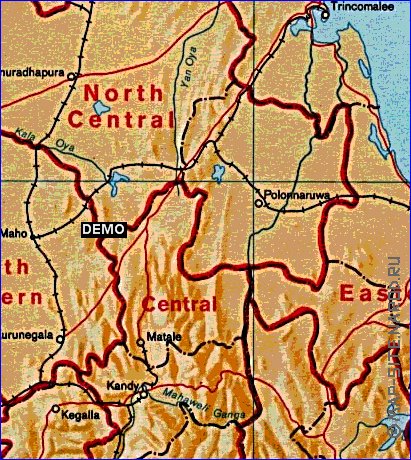 Administrativa mapa de Sri Lanka em ingles