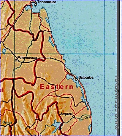 Administrativa mapa de Sri Lanka em ingles