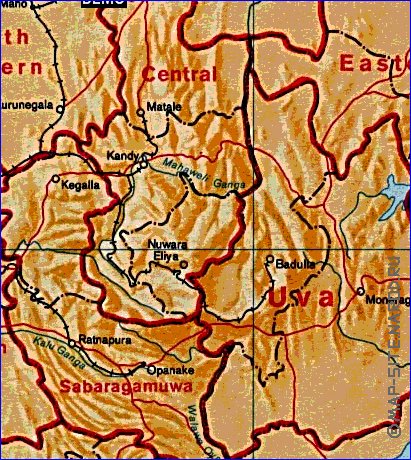 Administrativa mapa de Sri Lanka em ingles