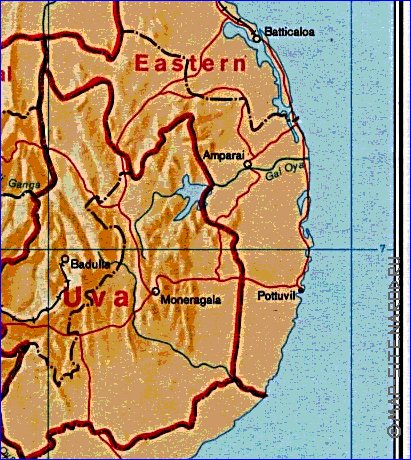 Administrativa mapa de Sri Lanka em ingles